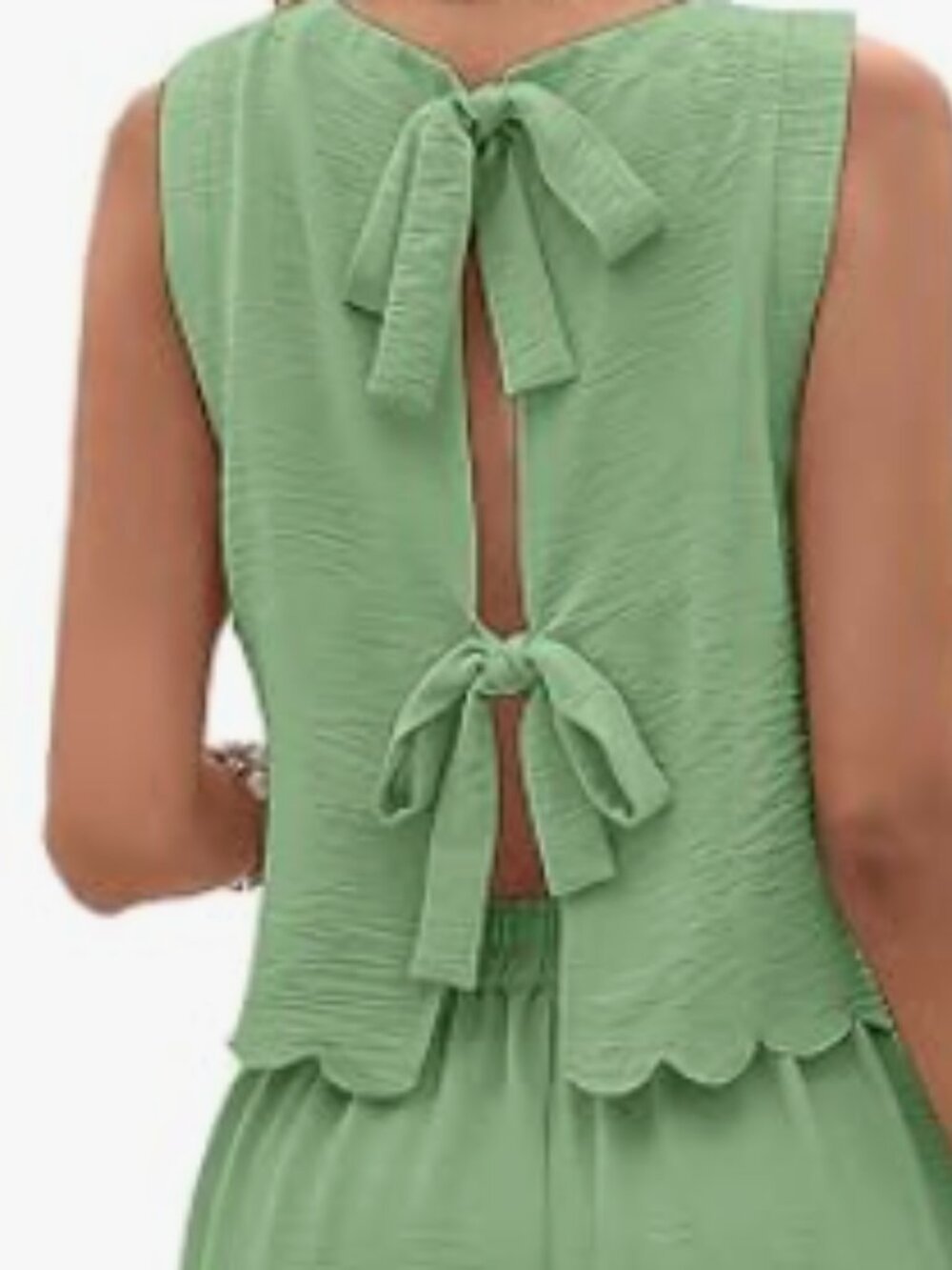 Women's Sage Green Scallop Hem and Pant Set